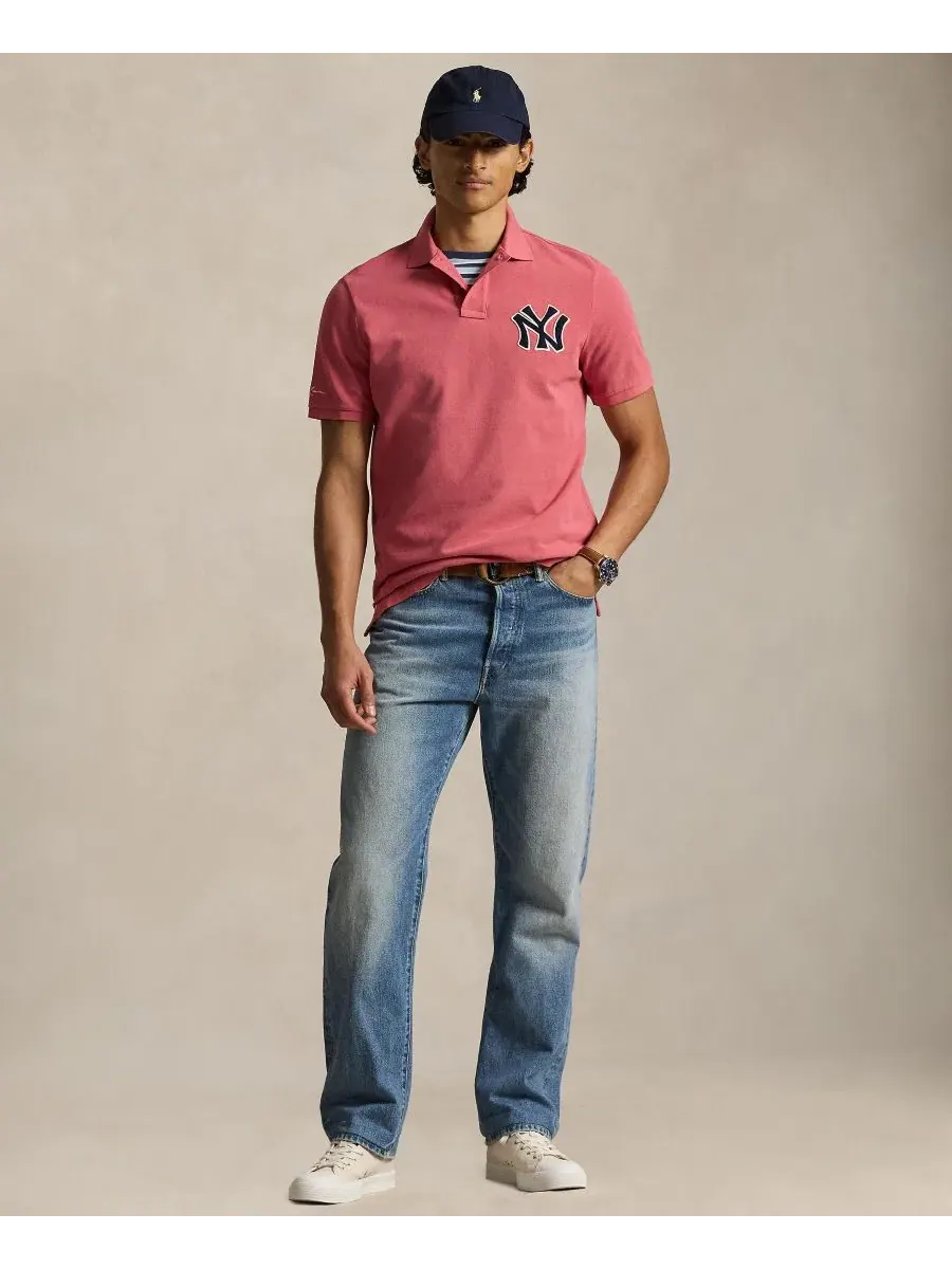Мужская сетчатая рубашка-поло с логотипом Yankees Polo Ralph Lauren — изображение 2 из 5, красный