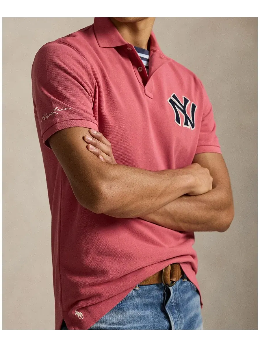 Мужская сетчатая рубашка-поло с логотипом Yankees Polo Ralph Lauren — изображение 3 из 5, красный