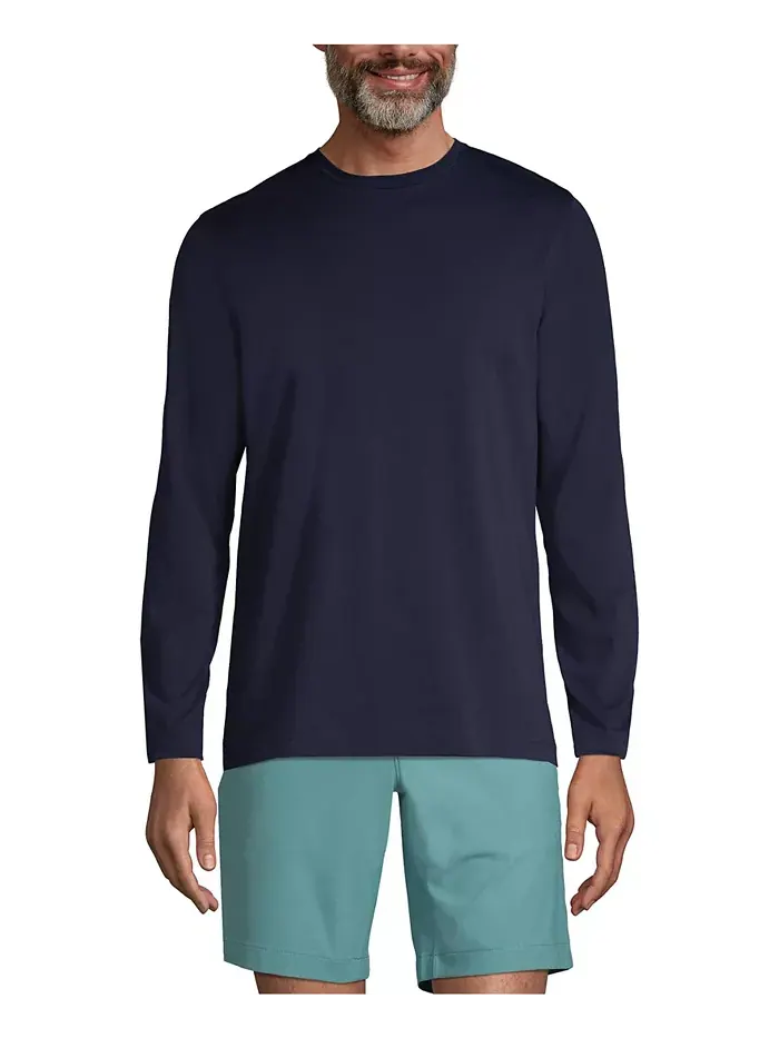 Мужская хлопковая футболка с длинным рукавом из Supima Lands' End