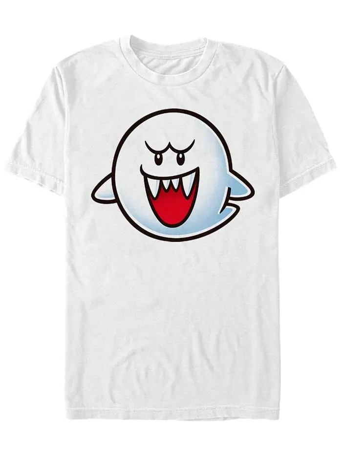 Мужская классическая футболка Nintendo с короткими рукавами Big Face Boo Ghost Fifth Sun — изображение 1 из 1, белый