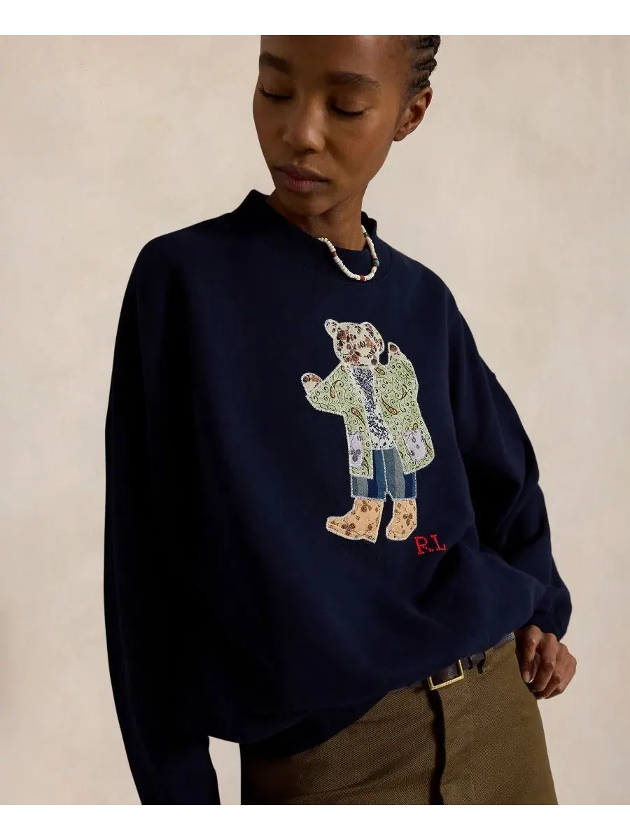 Свитшот с длинным рукавом Patchwork Polo Bear Polo Ralph Lauren — изображение 3 из 5, темно-синий