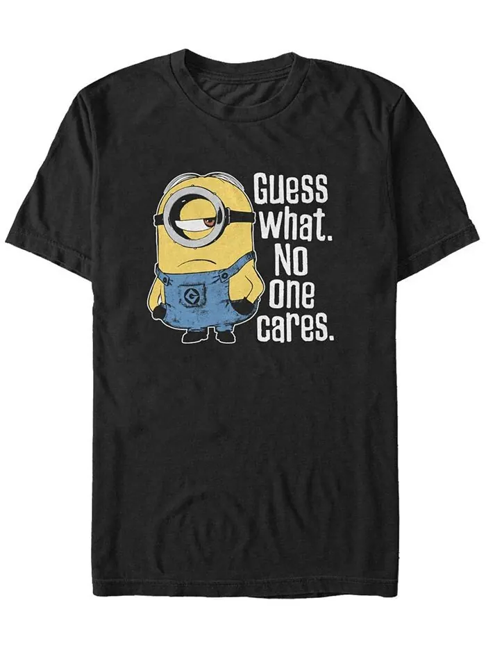 Мужская футболка с короткими рукавами Minions Stuart No One Cares Fifth Sun — изображение 1 из 1, черный