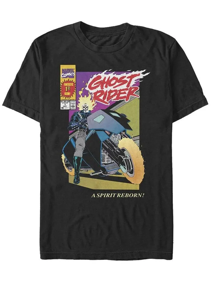 Мужская футболка Ghost Rider New с короткими рукавами и круглым вырезом Fifth Sun — изображение 1 из 1, черный