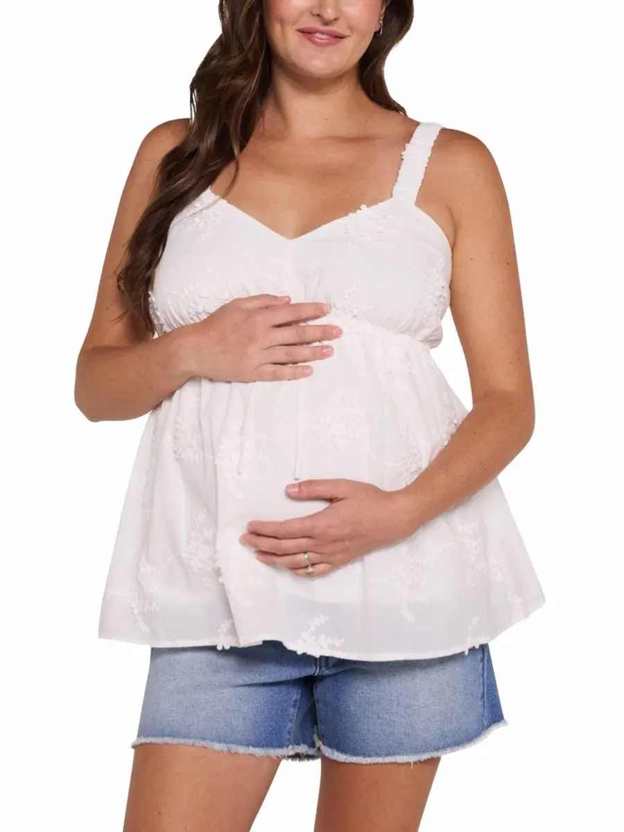 Тканая майка для беременных с присборенными бретелями Motherhood Maternity — изображение 1 из 5, белый