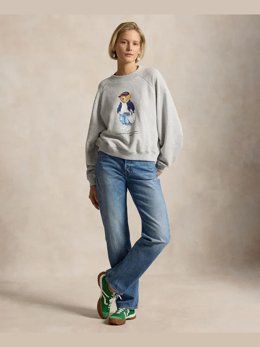 Женская легкая флисовая толстовка Polo Bear с круглым вырезом Polo Ralph Lauren — изображение 2 из 4, серый