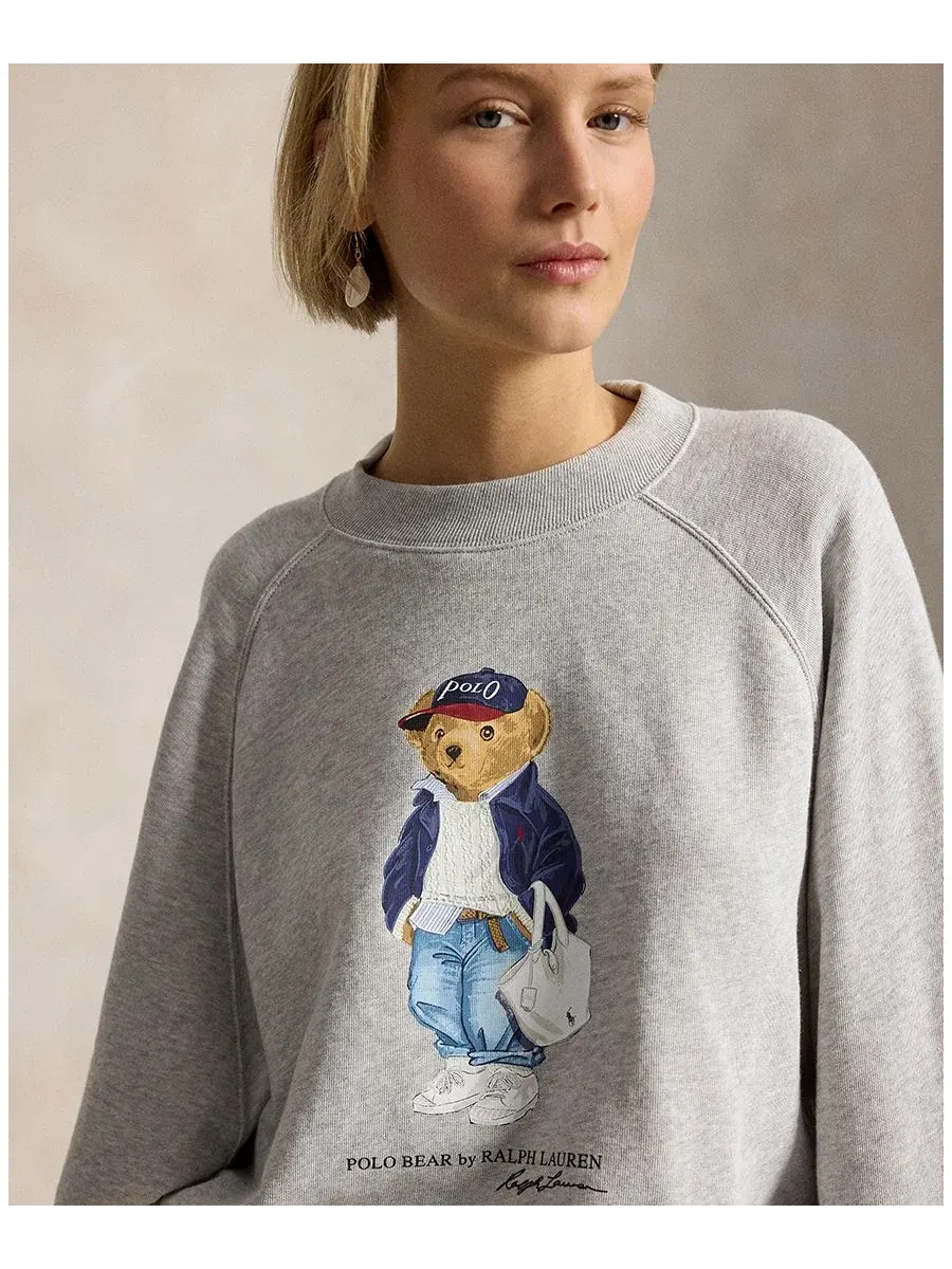 Женская легкая флисовая толстовка Polo Bear с круглым вырезом Polo Ralph Lauren — изображение 3 из 4, серый