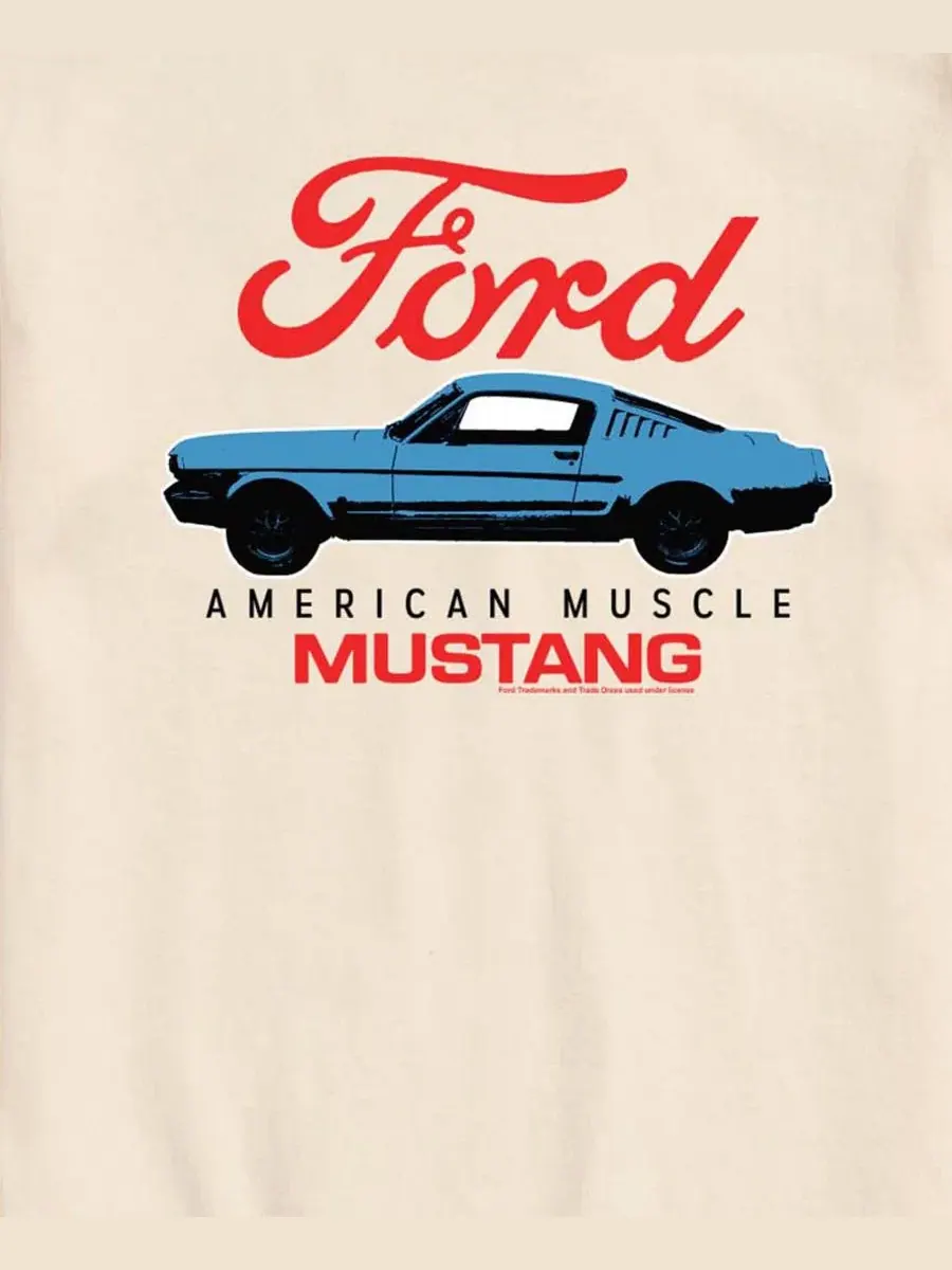 Мужская футболка с коротким рукавом и графическим принтом Ford American Muscle Mustang Airwaves — изображение 3 из 3, бежевый