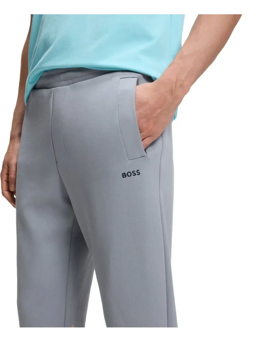 Мужские спортивные брюки из хлопковой смеси с вышитым логотипом Hugo Boss — изображение 5 из 5, темный серый