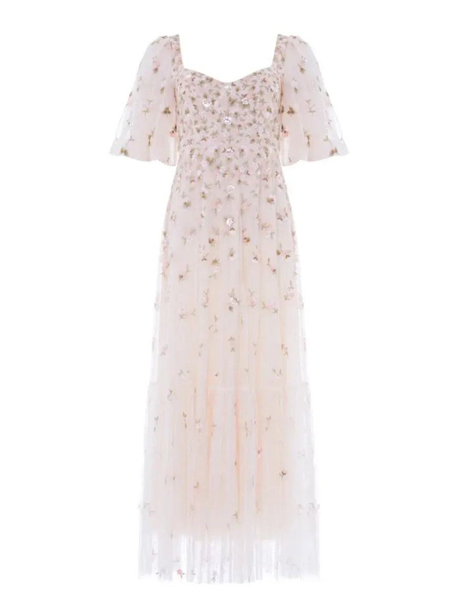 Платье в пол Meadow Ditsy Sweetheart Ankle Gown Needle & Thread — изображение 2 из 4, кремовый