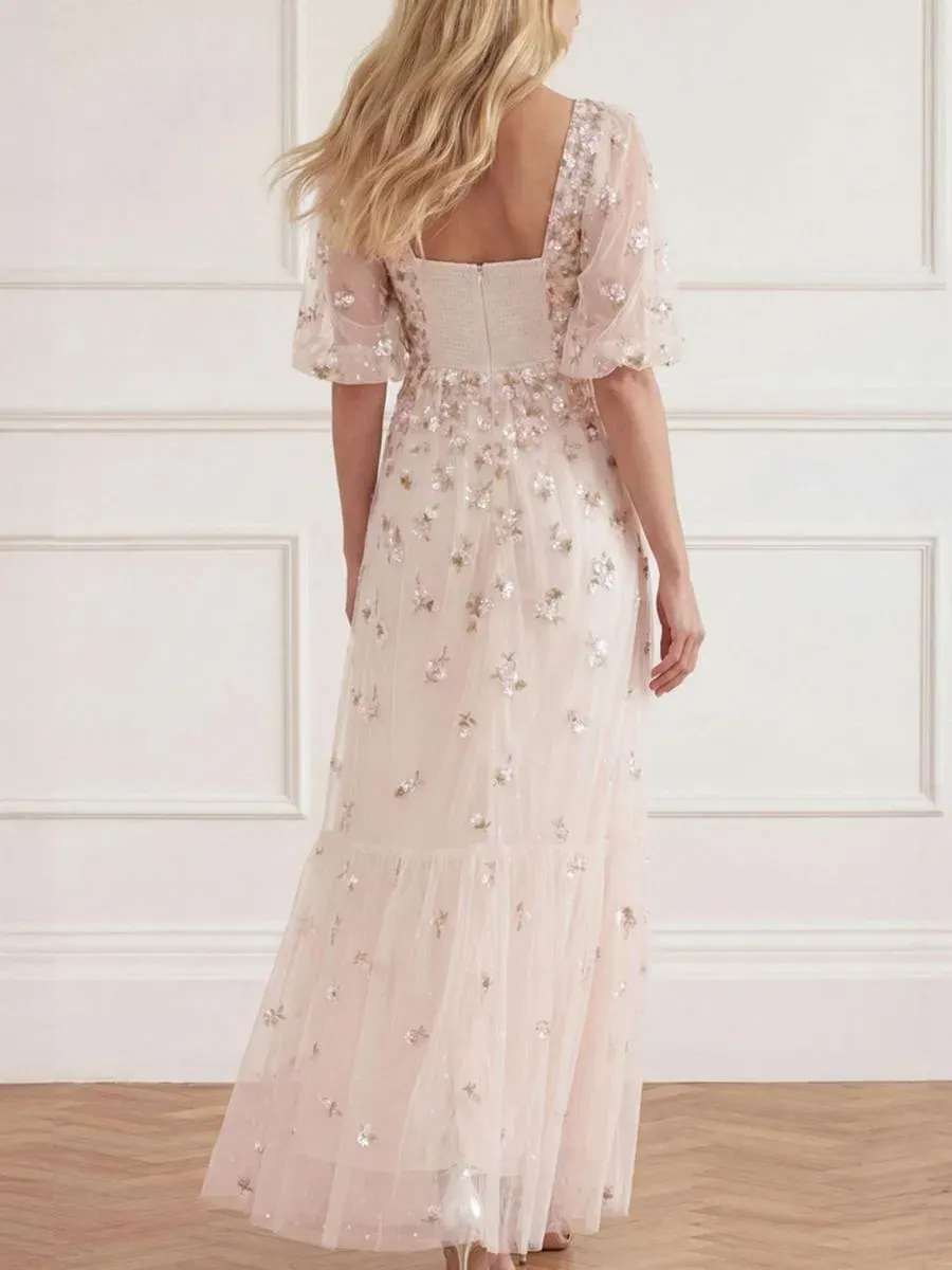 Платье в пол Meadow Ditsy Sweetheart Ankle Gown Needle & Thread — изображение 4 из 4, кремовый