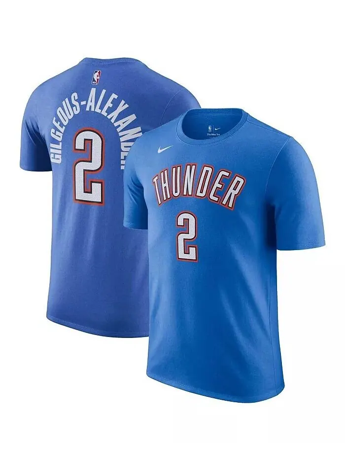 Мужская футболка Shai Gilgeous-Alexander Blue Oklahoma City Thunder Icon 2022/23 с именем и номером — изображение 1 из 3