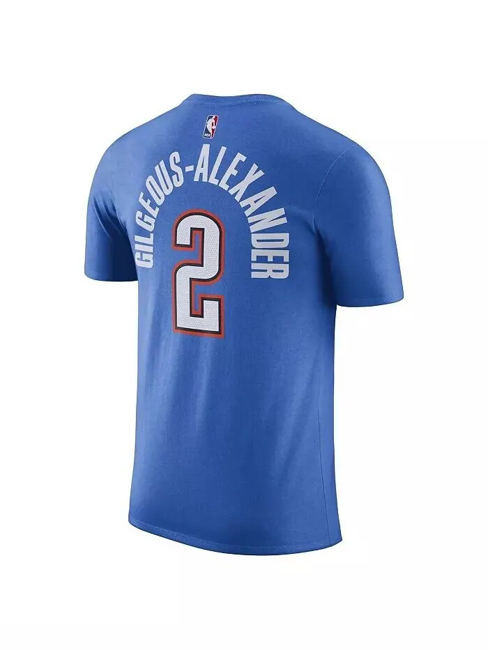 Мужская футболка Shai Gilgeous-Alexander Blue Oklahoma City Thunder Icon 2022/23 с именем и номером — изображение 2 из 3