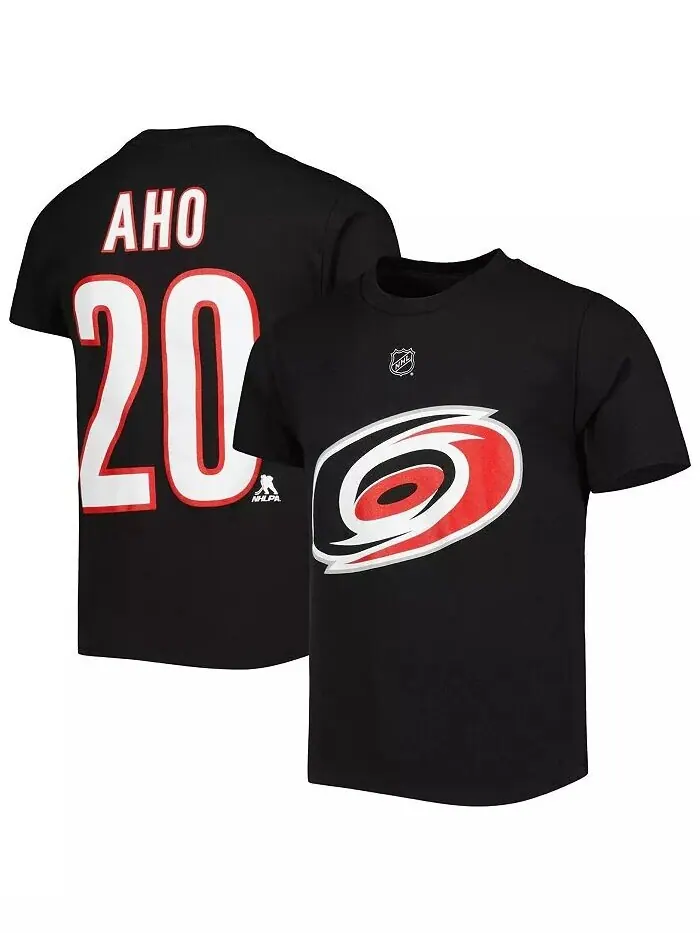 Черная футболка с именем и номером игрока Big Boys Sebastian Aho Carolina Hurricanes Outerstuff — изображение 1 из 3, черный