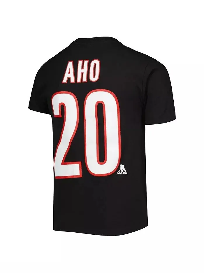 Черная футболка с именем и номером игрока Big Boys Sebastian Aho Carolina Hurricanes Outerstuff — изображение 2 из 3, черный