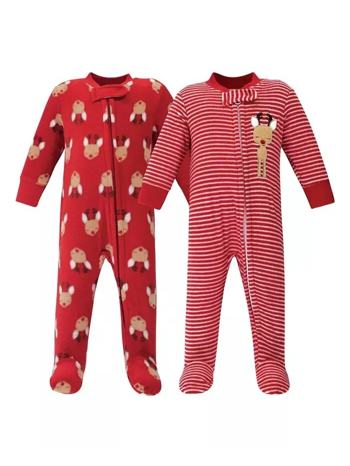 Флисовая детская одежда на молнии для мальчиков для сна и игр, 2 шт Hudson Baby