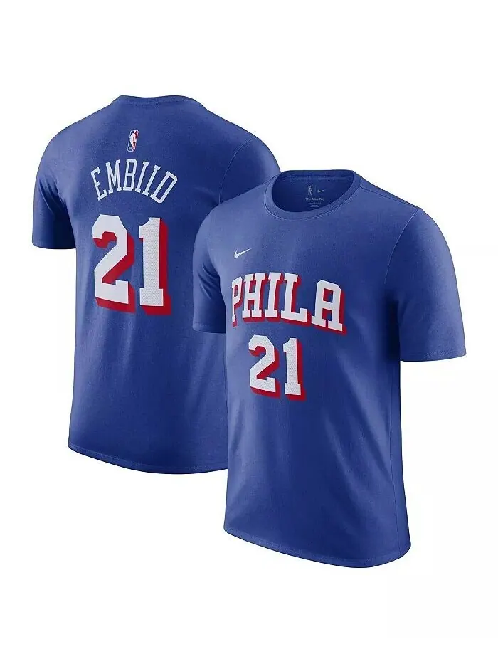 Мужская футболка с именем и номером Joel Embiid Royal Philadelphia 76ers Nike — изображение 1 из 3, королевский