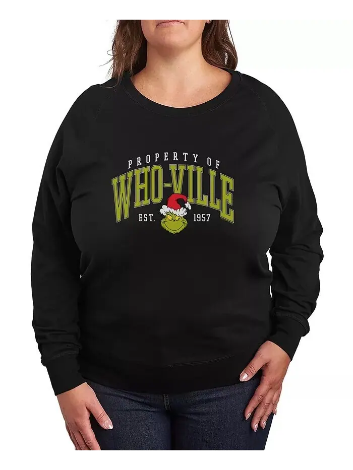 Большой размер Grinch Who-Ville Графический пуловер Топ Hybrid Apparel — изображение 1 из 3, черный