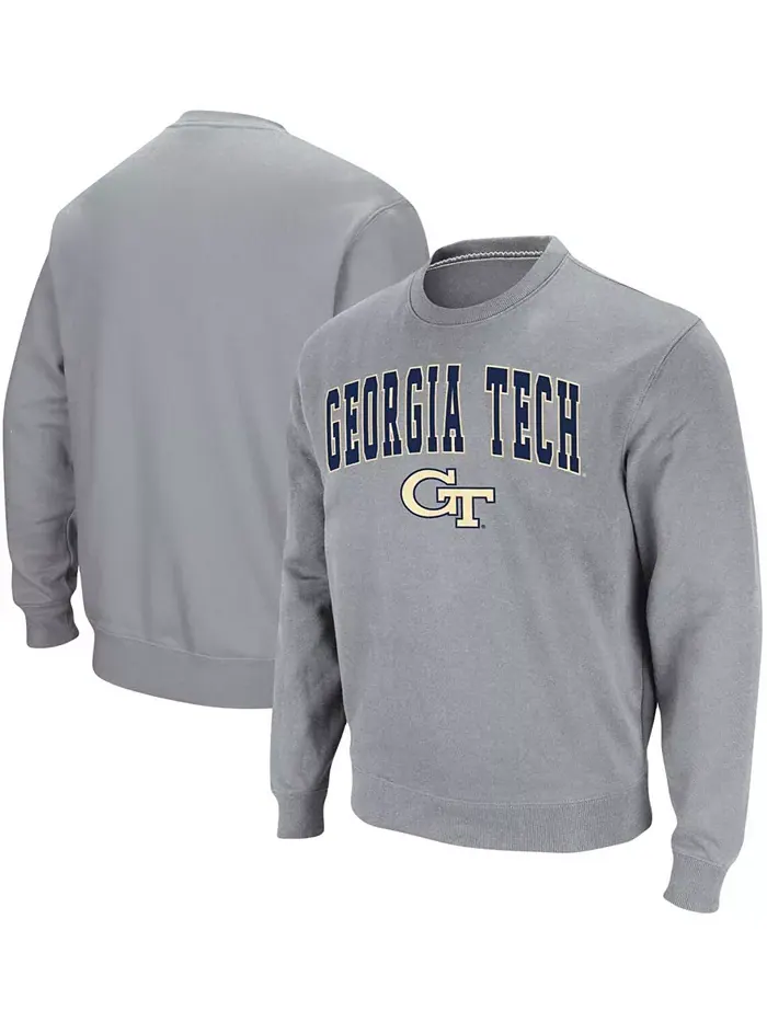 Мужская толстовка Georgia Tech Yellow Jackets с аппликацией в виде арки методом тачлов Colosseum — изображение 1 из 5, серый