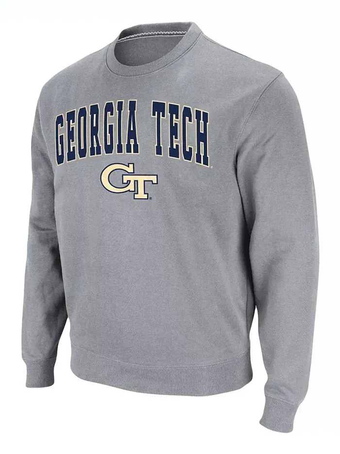 Мужская толстовка Georgia Tech Yellow Jackets с аппликацией в виде арки методом тачлов Colosseum — изображение 2 из 5, серый