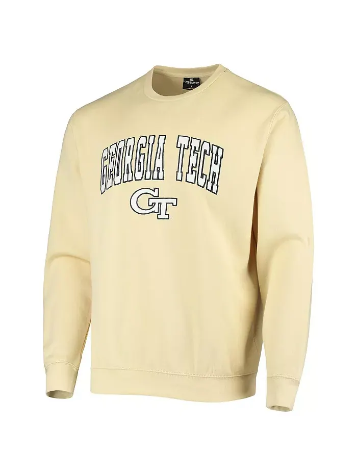 Мужская толстовка Georgia Tech Yellow Jackets с аппликацией в виде арки методом тачлов Colosseum — изображение 4 из 5, серый
