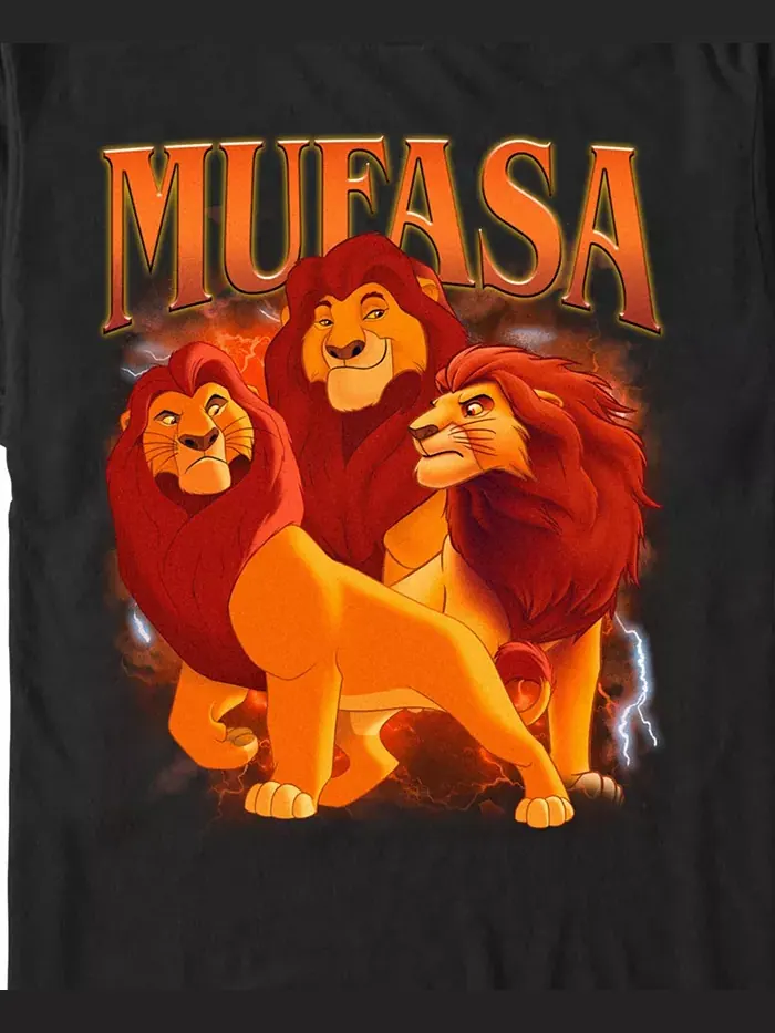 Мужская футболка с коротким рукавом Y2K Mufasa Lion King — изображение 3 из 3, черный