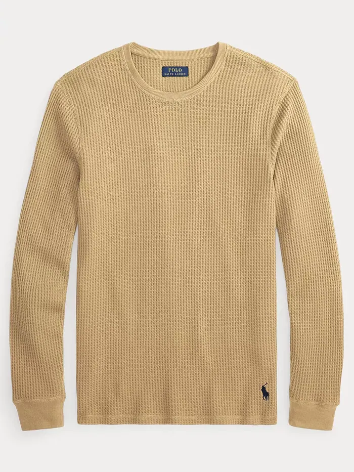 Мужская футболка с длинным рукавом и круглым вырезом для сна Polo Ralph Lauren — изображение 3 из 3, бежевый/бежевый