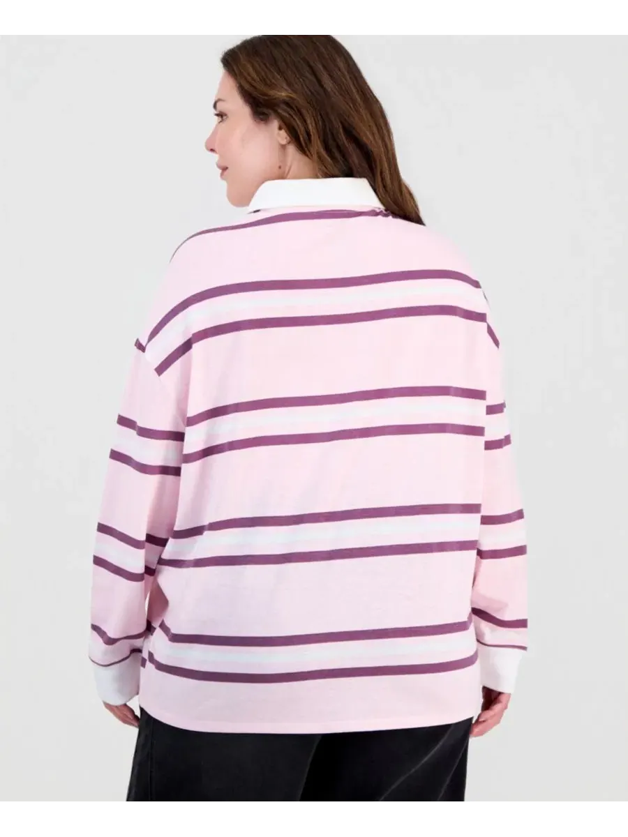 Футболка-поло с принтом Hello Kitty и длинным рукавом, модель Athletic Striped Polo Shirt Love Tribe — изображение 3 из 4