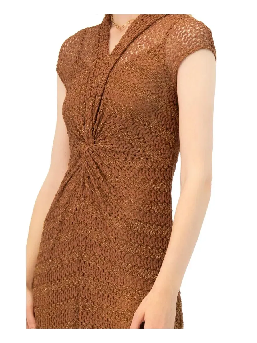 Платье длинное вязаное без рукавов V-Neck Ivonne — изображение 6 из 6, коричневый