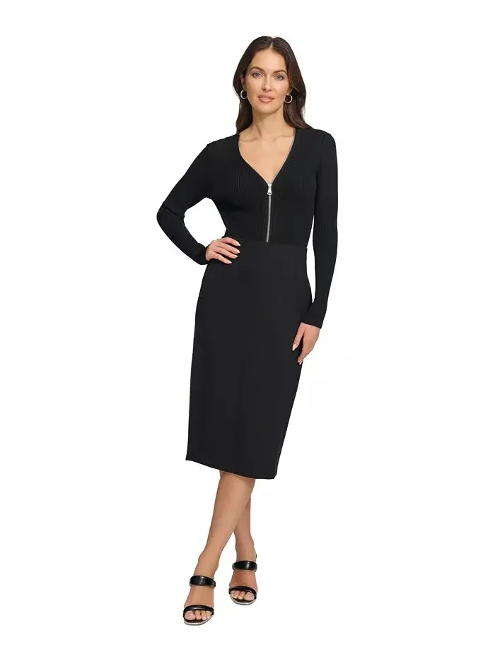 Юбка-карандаш с застежкой-молнией DKNY — изображение 4 из 4, черный
