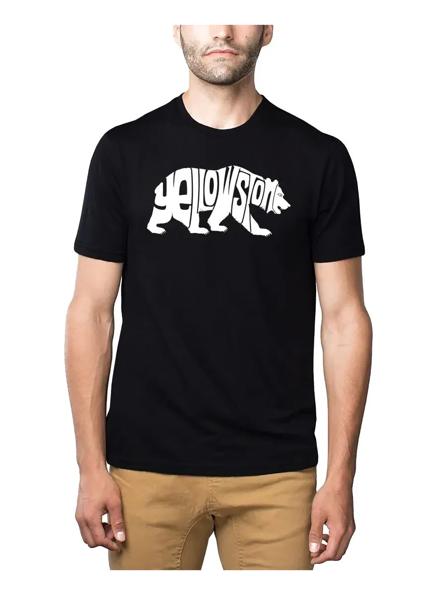 Футболка с принтом Yellowstone Bear Word Art LA Pop Art — изображение 1 из 4, черный