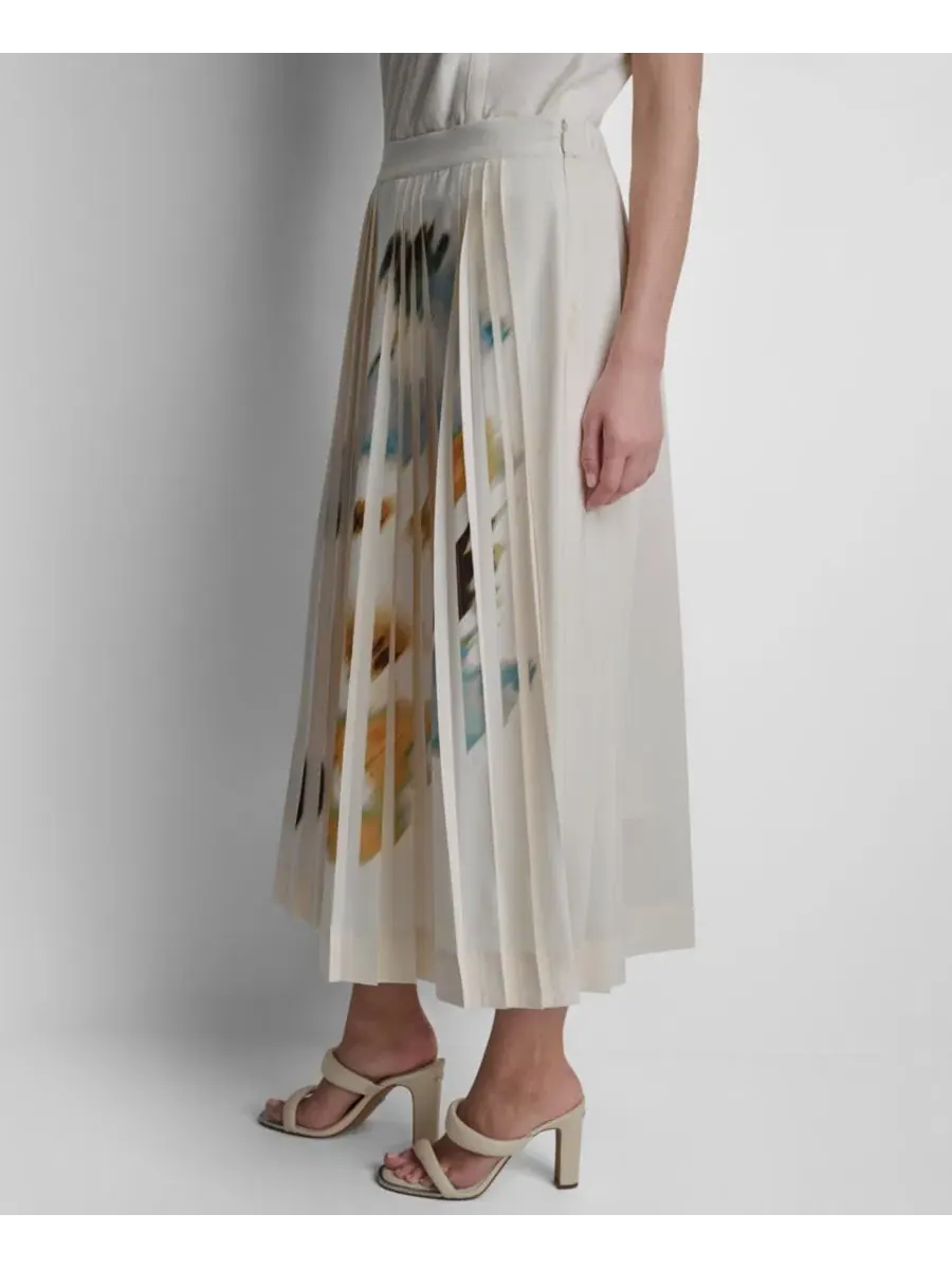 Юбка миди с принтом, модель Everyday Stretch DKNY — изображение 3 из 7, оранжевый
