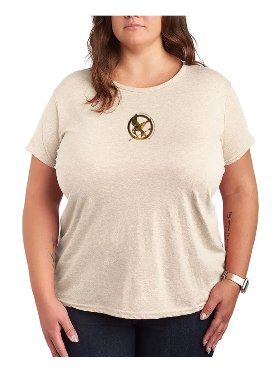 Футболка с принтом Mockingjay Pin Plus Size Hybrid Apparel — изображение 1 из 3, березовый