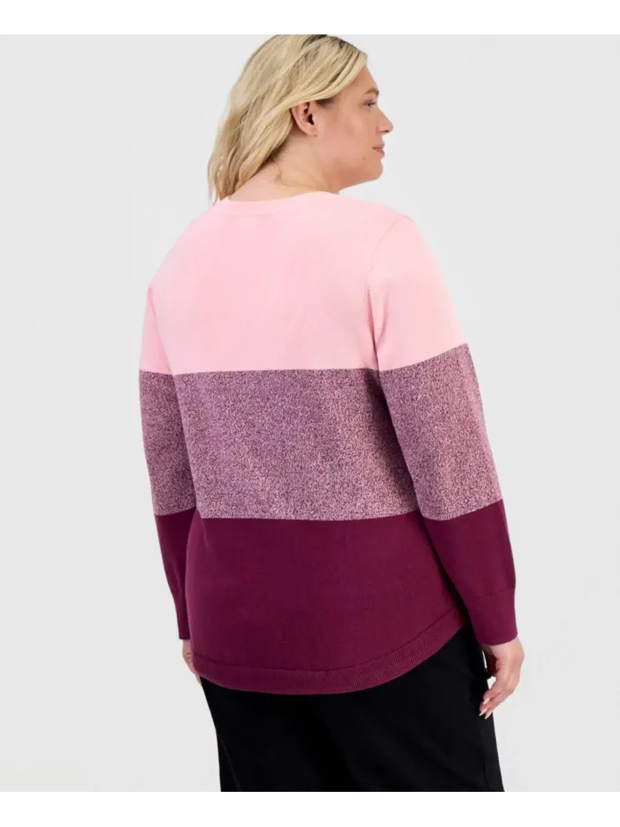 Свитер с цветовым блоком и изогнутым низом Plus Size Curved-Hem Sweater Style & Co, New Brickberry — изображение 2 из 3