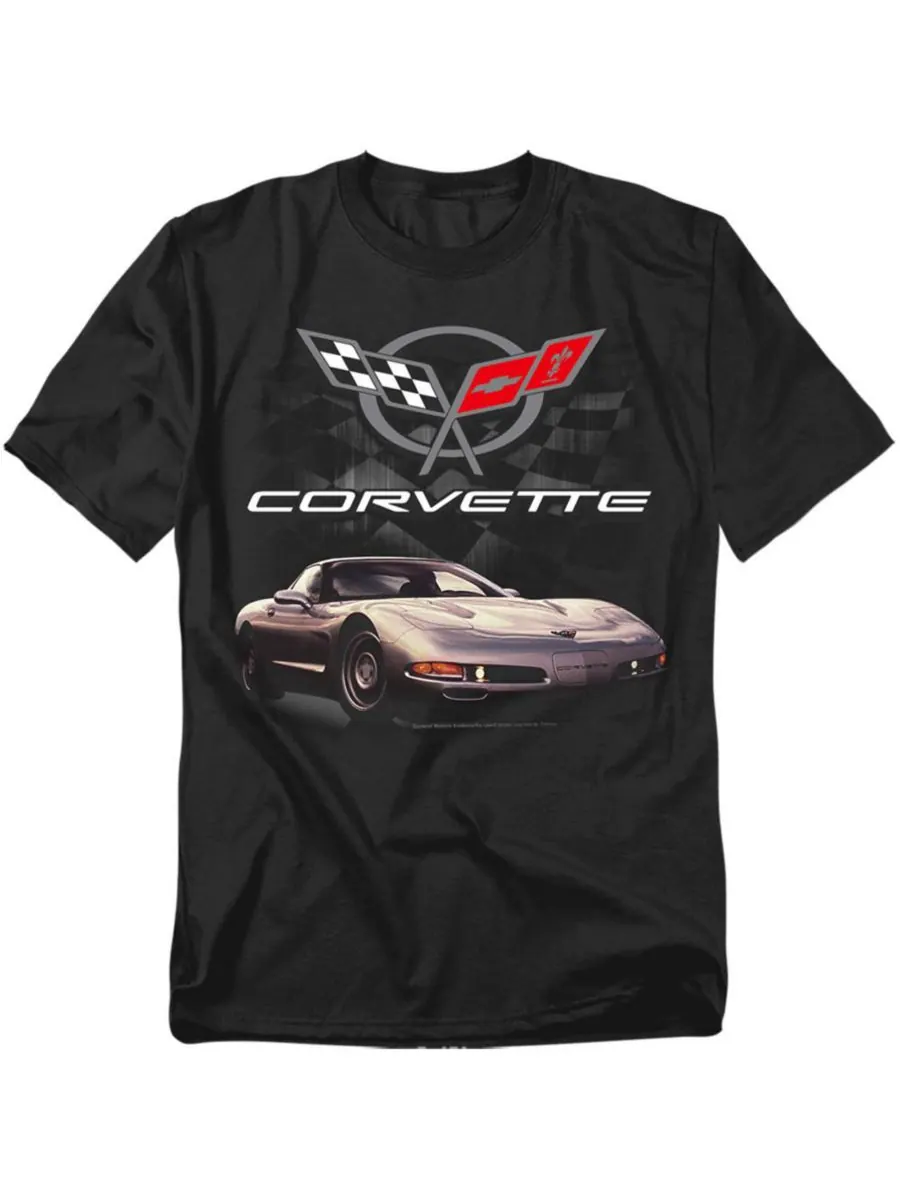 Футболка Chevrolet в клетку больших размеров Corvette — изображение 1 из 3, черный