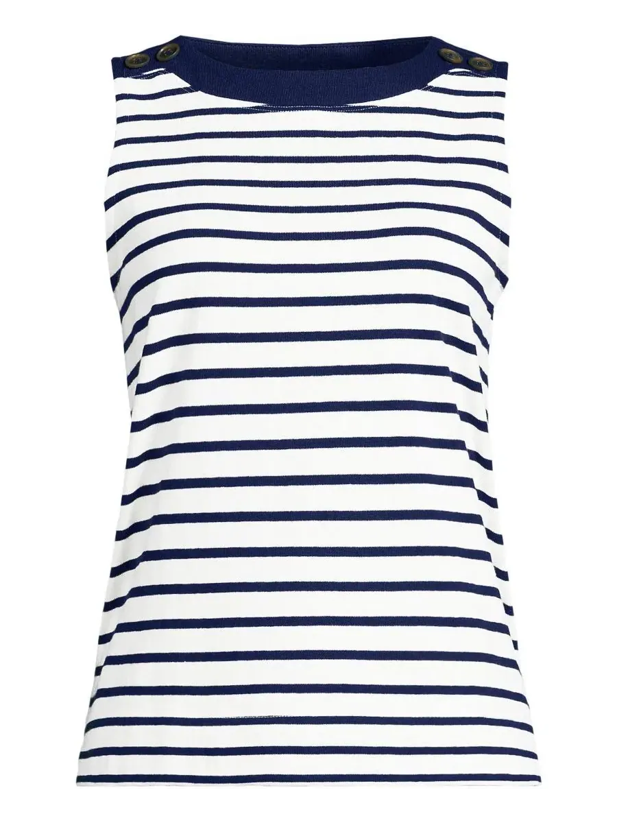Женский топ-майка с пуговицами на плечах Mariner Button Shoulder Tank Lands' End — изображение 2 из 4