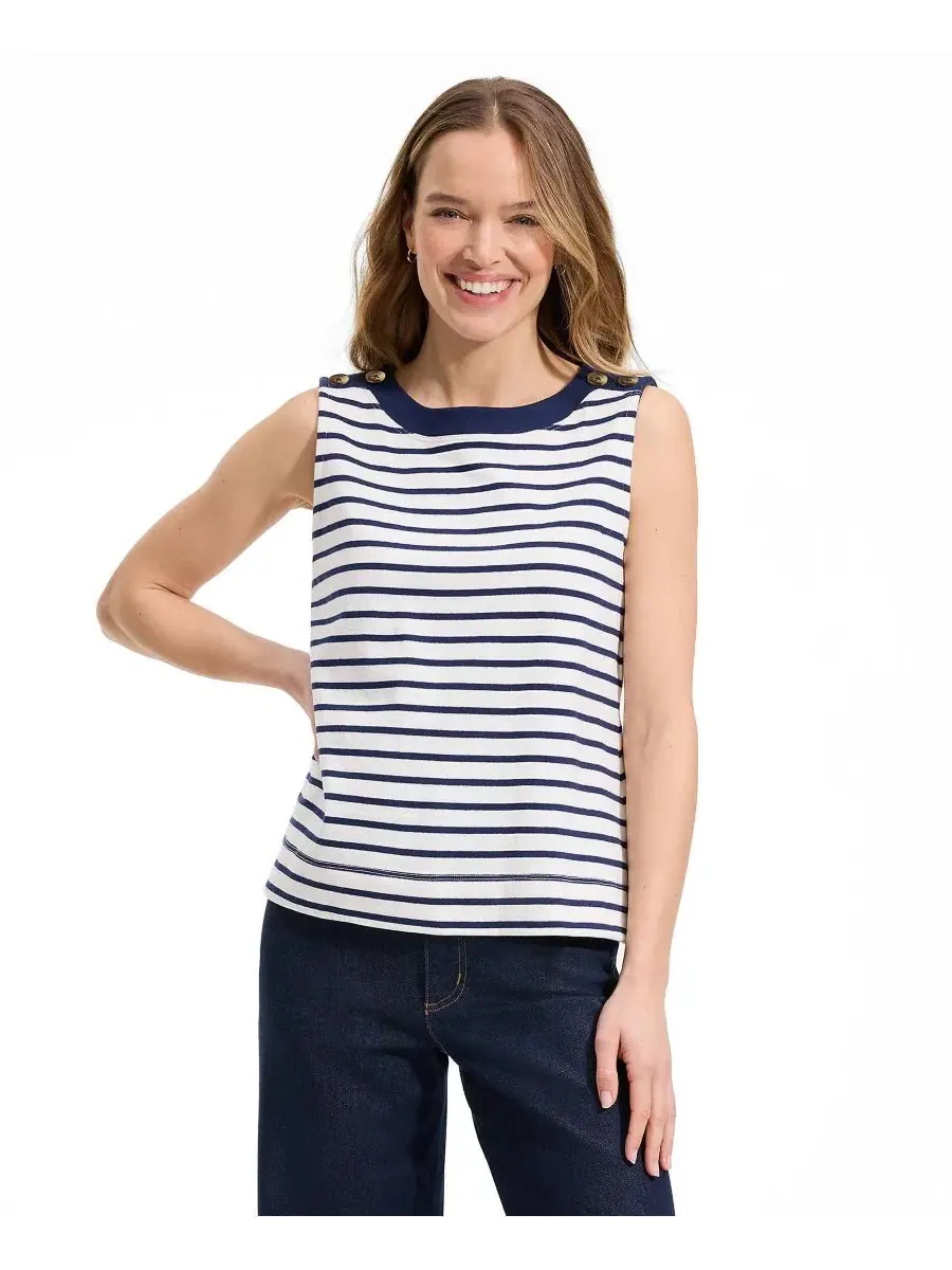 Женский топ-майка с пуговицами на плечах Mariner Button Shoulder Tank Lands' End — изображение 4 из 4