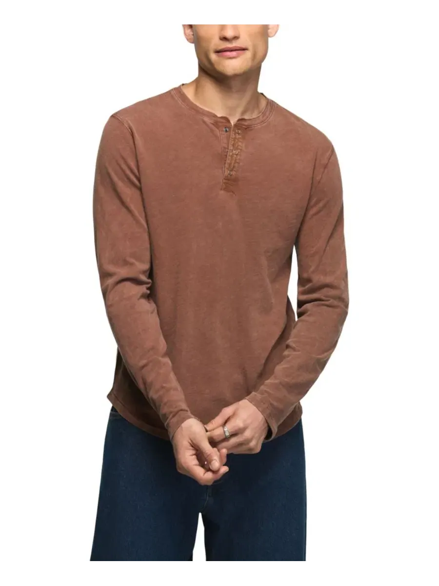 Футболка-поло с длинным рукавом из хлопка Weekend Slub Henley Lucky Brand — изображение 1 из 4, коричневый