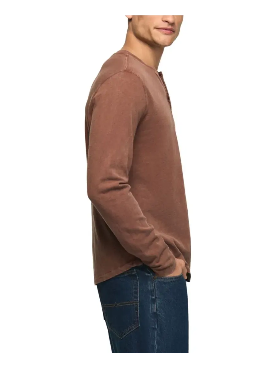 Футболка-поло с длинным рукавом из хлопка Weekend Slub Henley Lucky Brand — изображение 2 из 4, коричневый