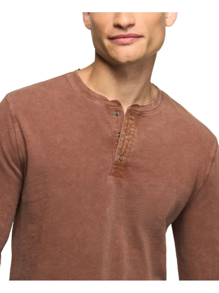 Футболка-поло с длинным рукавом из хлопка Weekend Slub Henley Lucky Brand — изображение 3 из 4, коричневый