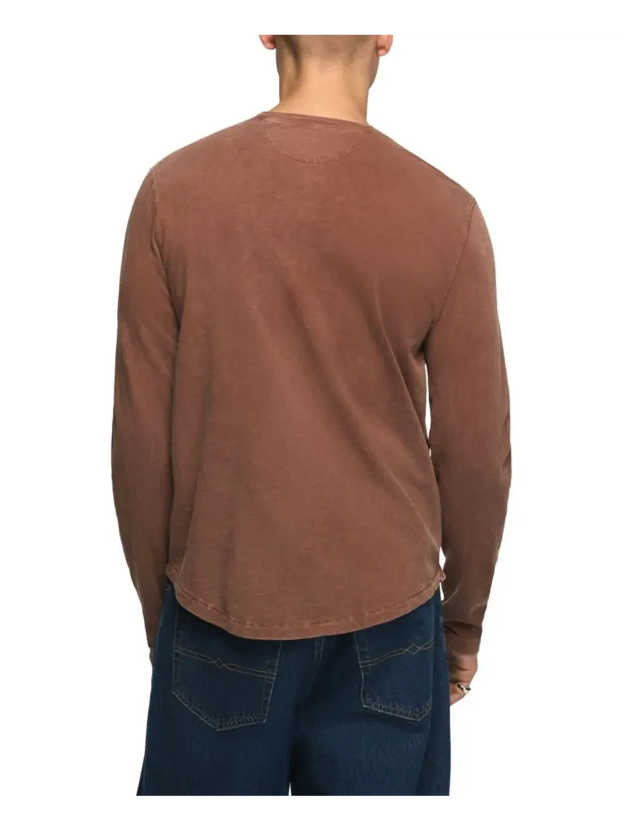 Футболка-поло с длинным рукавом из хлопка Weekend Slub Henley Lucky Brand — изображение 4 из 4, коричневый