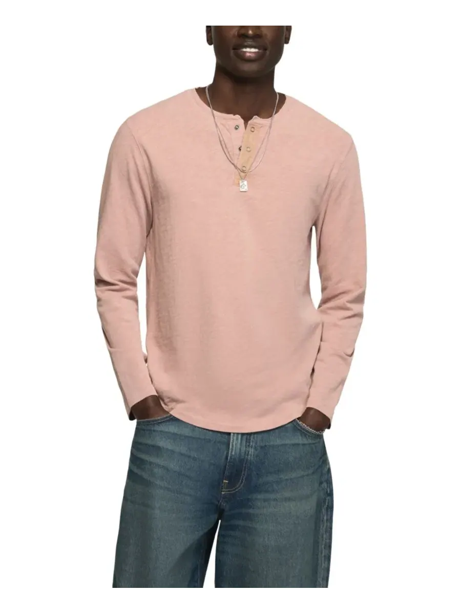 Футболка-поло с длинным рукавом Weekend Slub Henley Lucky Brand — изображение 1 из 4, розовый