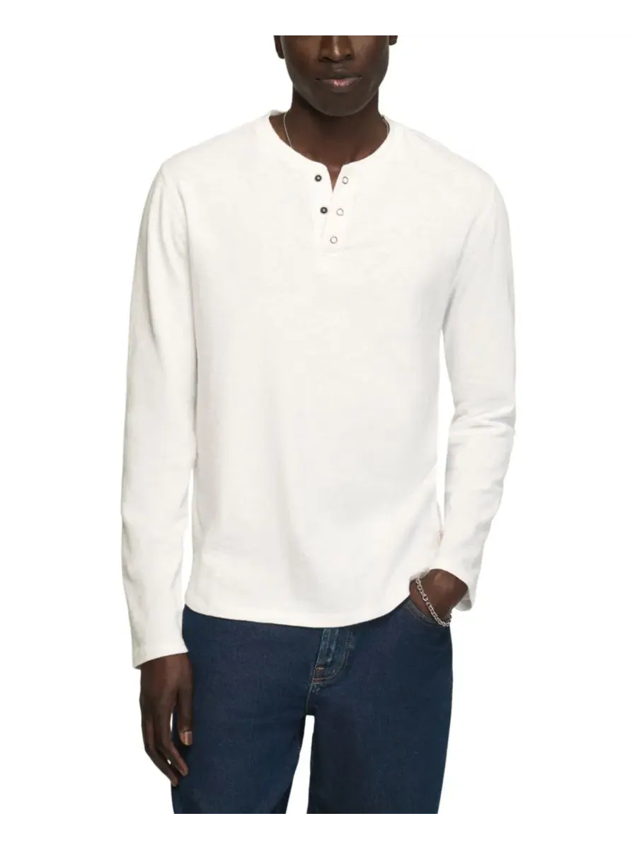 Лонгслив из хлопка с пуговицами, модель Weekend Slub Henley Lucky Brand — изображение 1 из 4, яркий белый