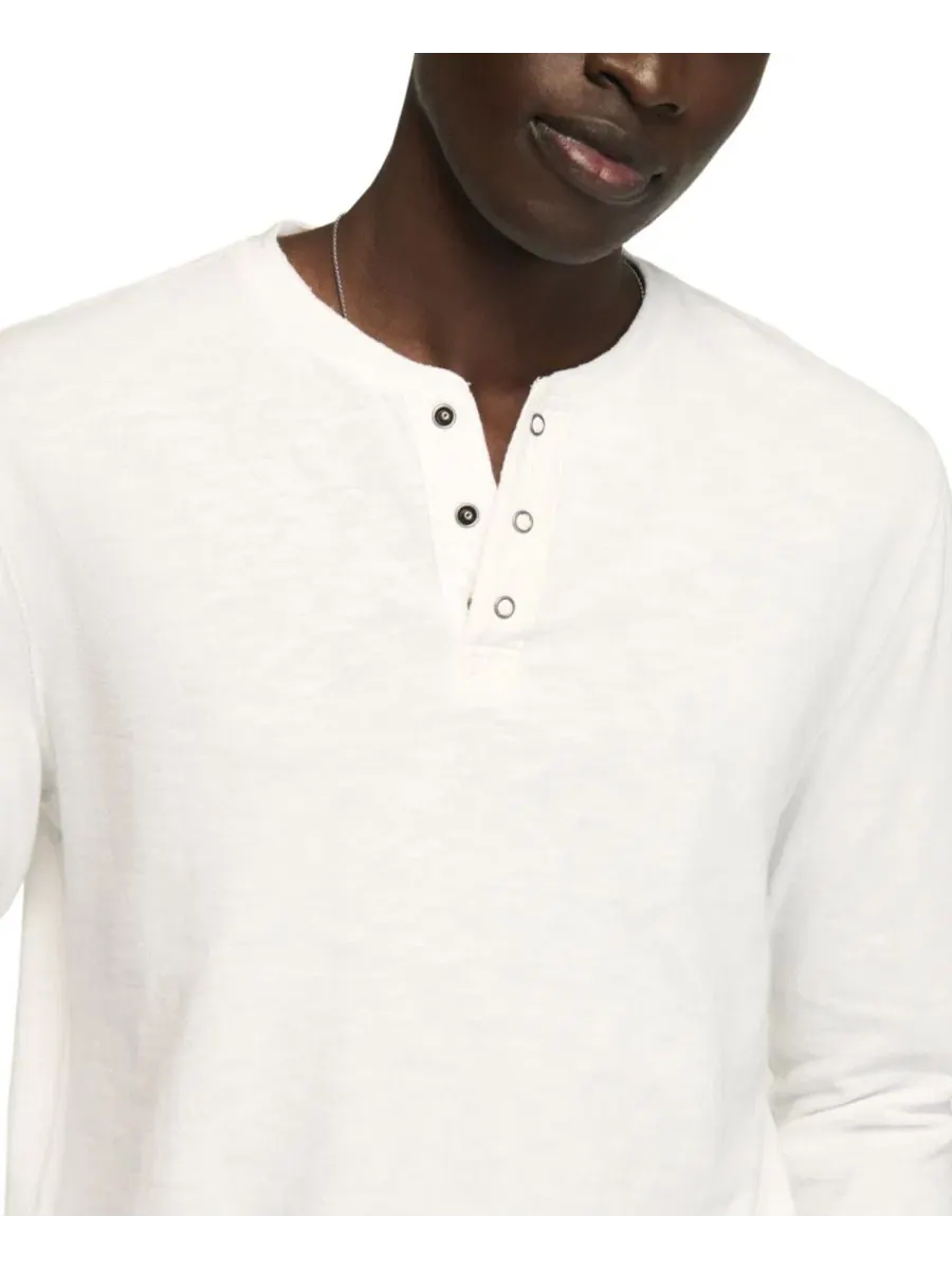 Лонгслив из хлопка с пуговицами, модель Weekend Slub Henley Lucky Brand — изображение 3 из 4, яркий белый