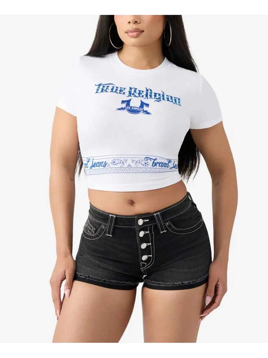 Топ-бандо с принтом и стразами Crystal Bandeau True Religion — изображение 1 из 3, белый
