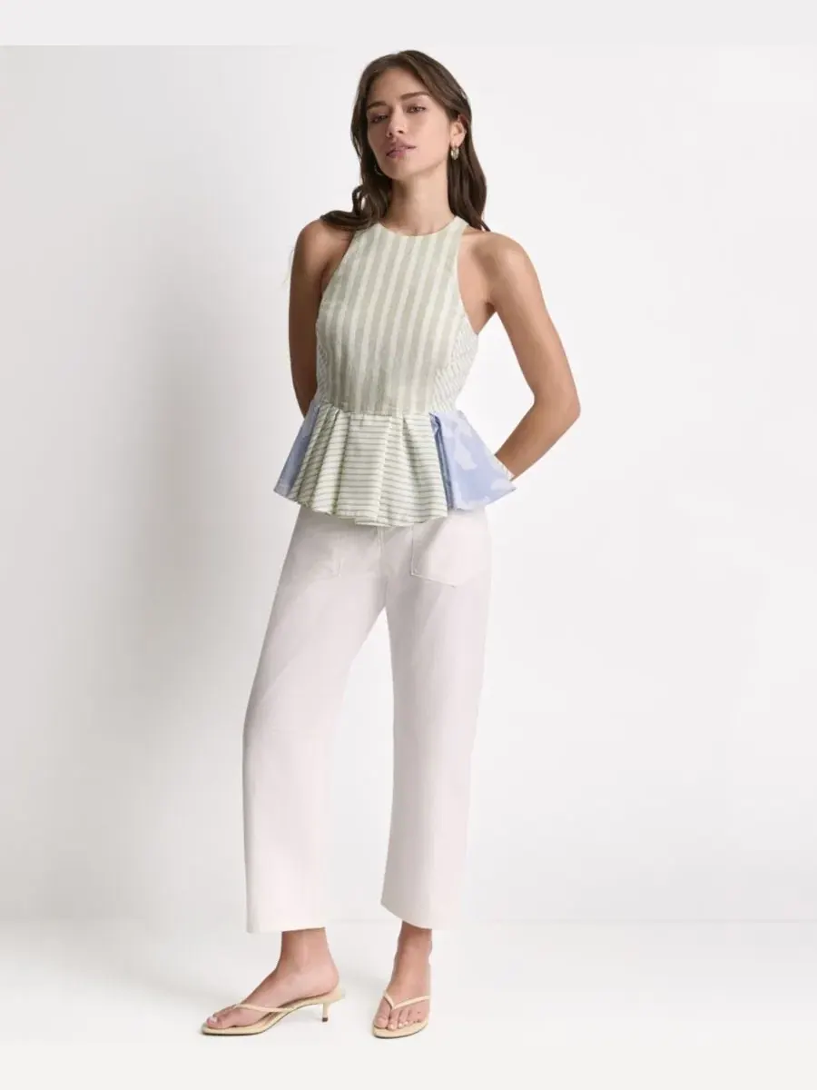 Топ без рукавов с воланами BCBG — изображение 2 из 7, белый