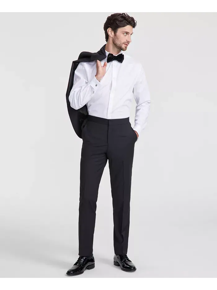Мужские классические брюки-смокинг Modern-Fit из смесовой шерсти с Super Flex и эластаном Hugo Boss — 1