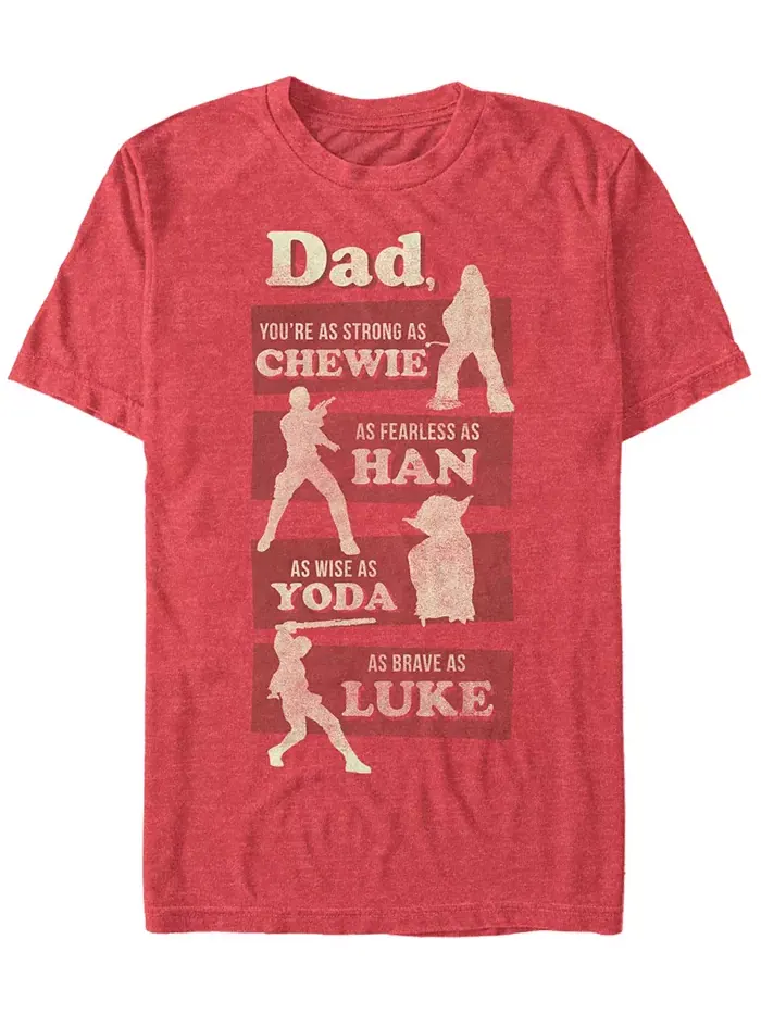 Футболка с коротким рукавом для мужчин Star Wars "Dad Is Like Chewie Han Yoda And Luke" Fifth Sun — изображение 1 из 1