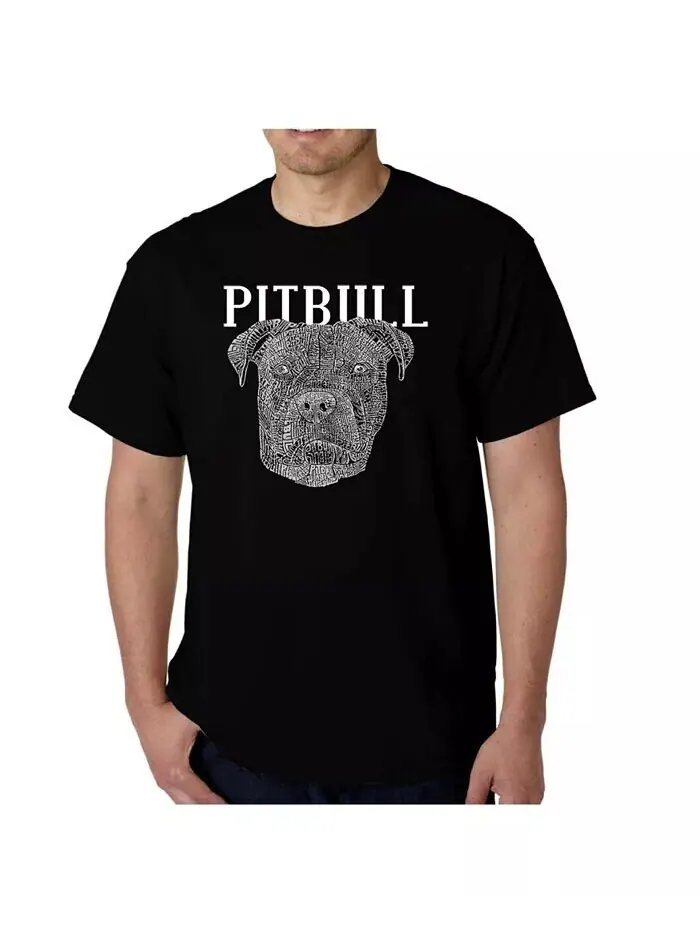 Мужская футболка Word Art - Pitbull Face LA Pop Art — изображение 1 из 2, черный