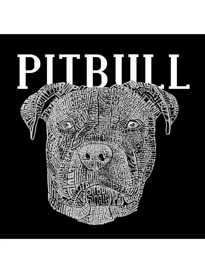 Мужская футболка Word Art - Pitbull Face LA Pop Art — изображение 2 из 2, черный