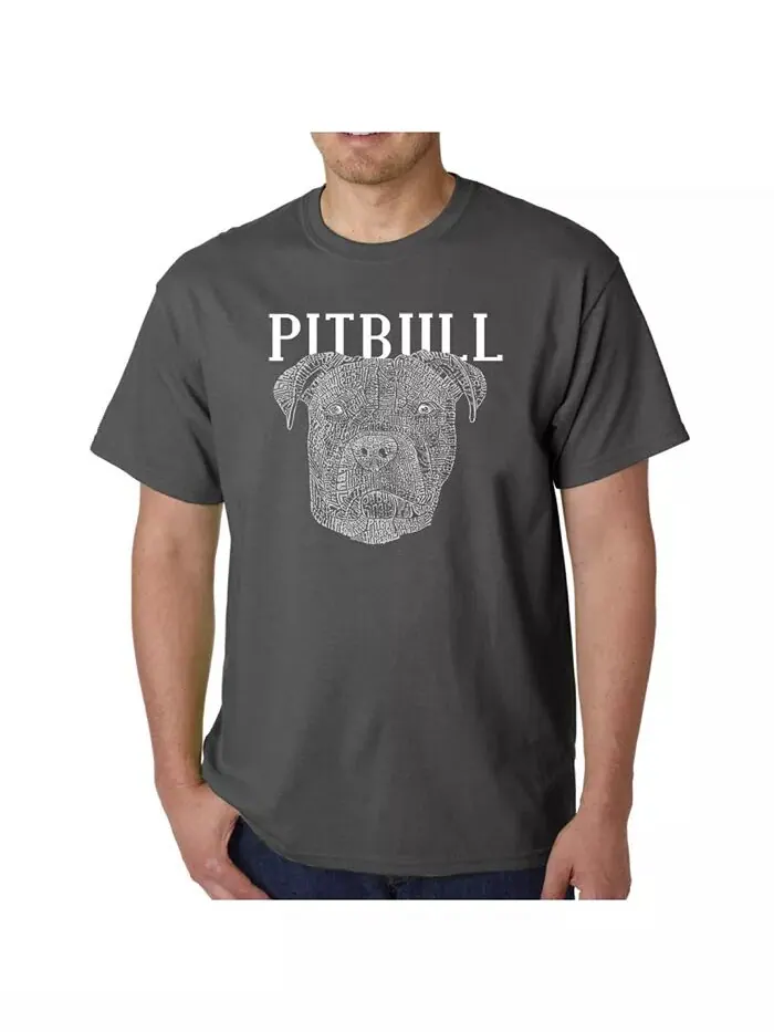 Мужская футболка Word Art - Pitbull Face LA Pop Art — изображение 1 из 2, серый